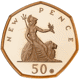 Pre-Owned 2019 UK '50 Years of the 50p Anniversary' 50p Piedfort Proof Gold Coin