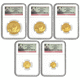 Pre-Owned 2012 Chinese Panda Gold 5-Coin Collection - NGC Graded MS69