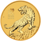 Pre-Owned 2022 Australian Lunar Tiger 1/20oz Gold Coin