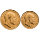 Pre-Owned 1909 UK Full and Half Sovereign Pair 2-Gold Coin Set