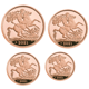 Pre-Owned 2021 UK Double, Full, Half, and Quarter Sovereign Proof Design Gold 4-Coin Collection
