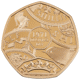 Pre-Owned 2021 UK Decimal Day 'Struck on the Day' 50p Proof Design Gold Coin