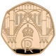 Pre-Owned 2023 UK Coronation of King Charles III 50p Proof Design Gold Coin
