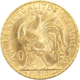 Pre-Owned 1910 French 20 Franc 'Rooster' Gold Coin