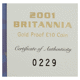Pre-Owned 2001 UK Britannia 1/10oz Proof Gold Coin