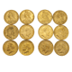 Pre-Owned UK Three Monarchs Sovereign Mintmark Gold 12-Coin Set