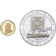 Pre-Owned 2015 South African Churchill Krugerrand 1/10oz Proof Gold Coin and 1oz Silver Medallion Se