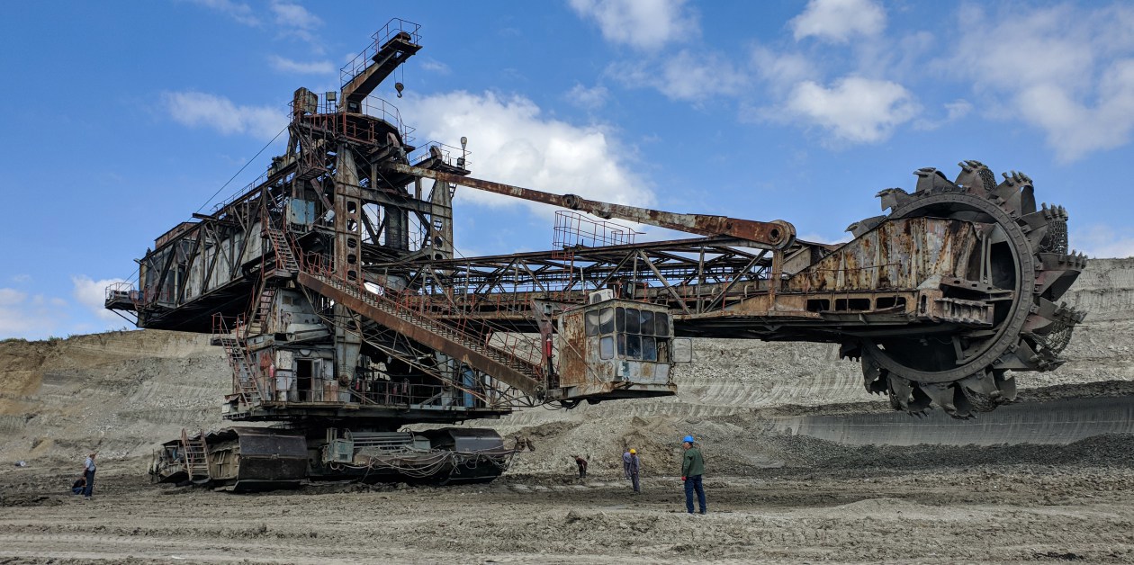Giant construction machine used to extract minerals in surface mining