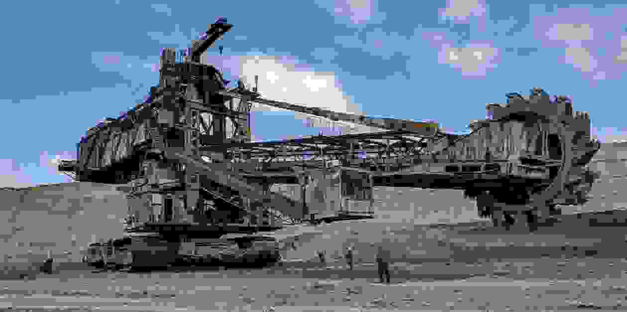 Giant construction machine used to extract minerals in surface mining