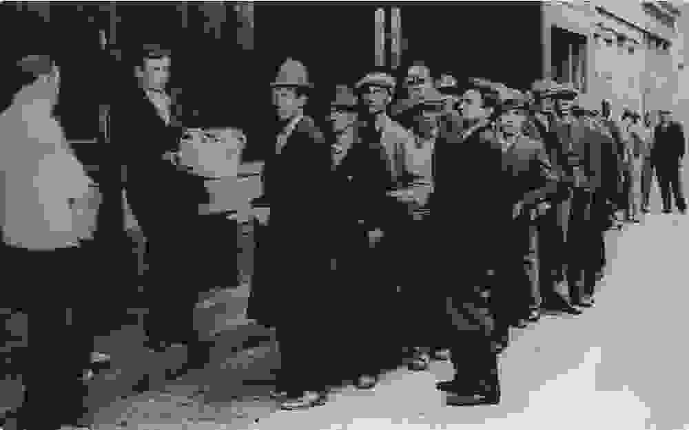 Men queuing during the Great Depression