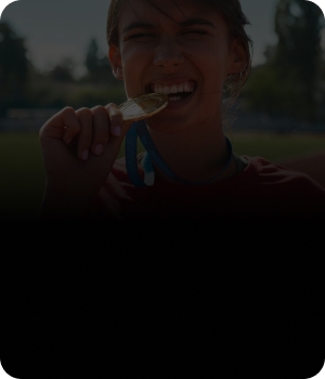 Biting a gold medal